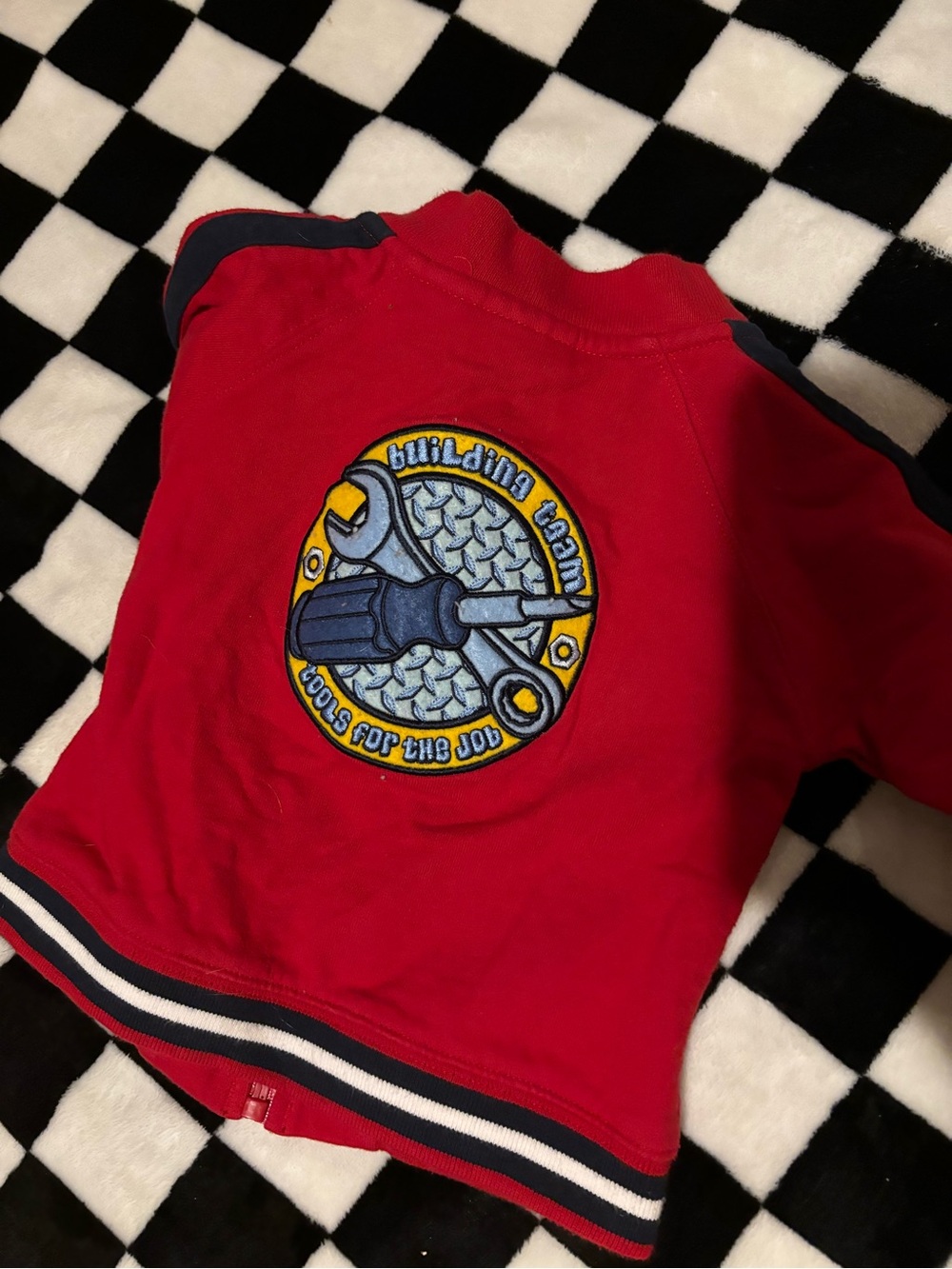 12 month red zip up tool sweater